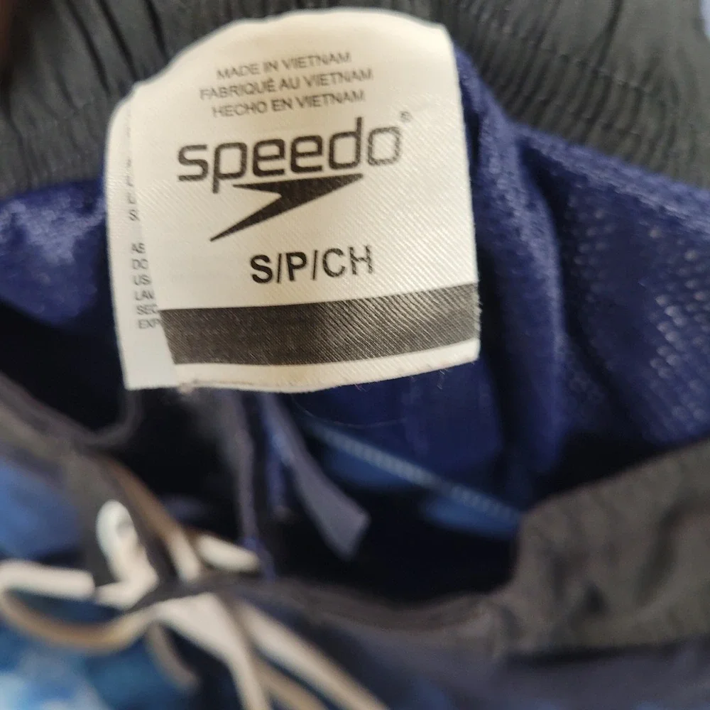 Speedo Mens Blue Tie Dye Ombre Swim Trunks Board Shorts Size Small‎